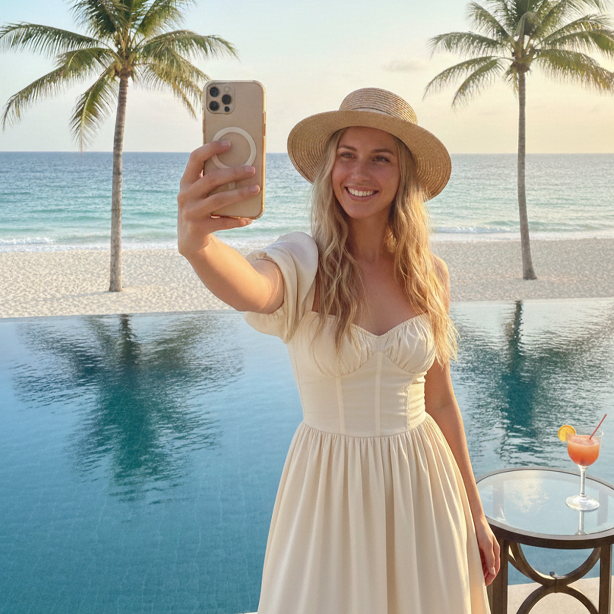 베이지 원피스 AI 생성 결과