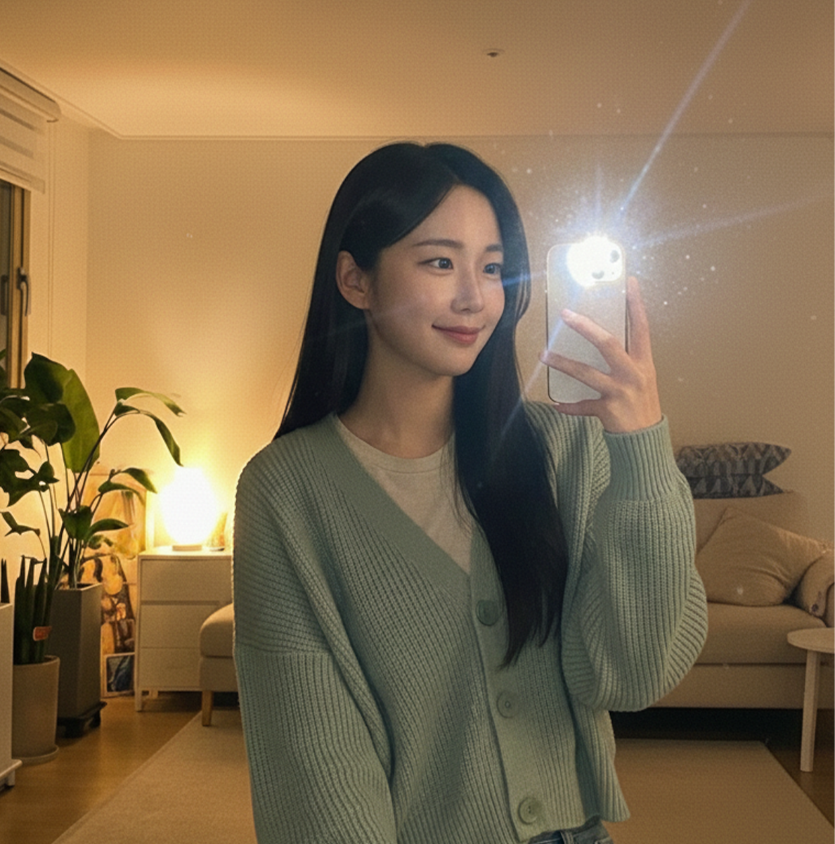 민트색니트 AI 생성 결과